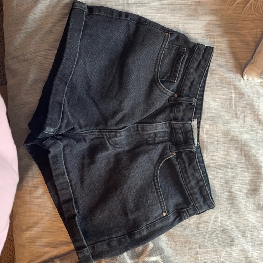 black jean shorts